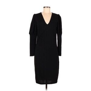 Max & Ash women's Deep V-Neck Puff Sleeve Dress In Black Size S